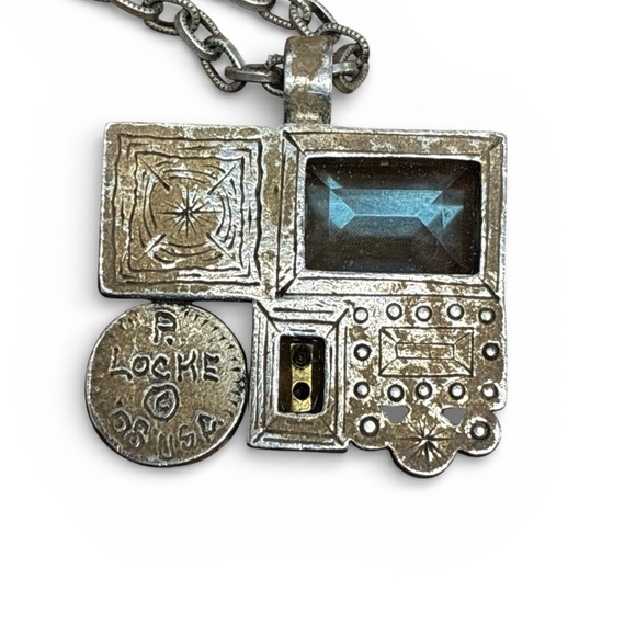 Signed Patricia Locke Geometric Pendant Necklace - Picture 2 of 4